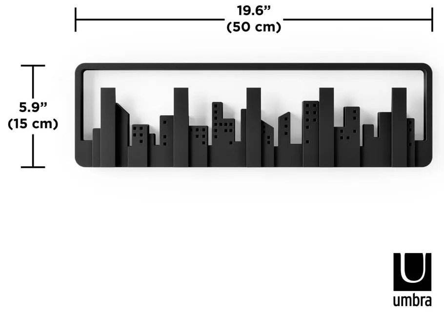 Čierny plastový nástenný vešiak Skyline - Umbra