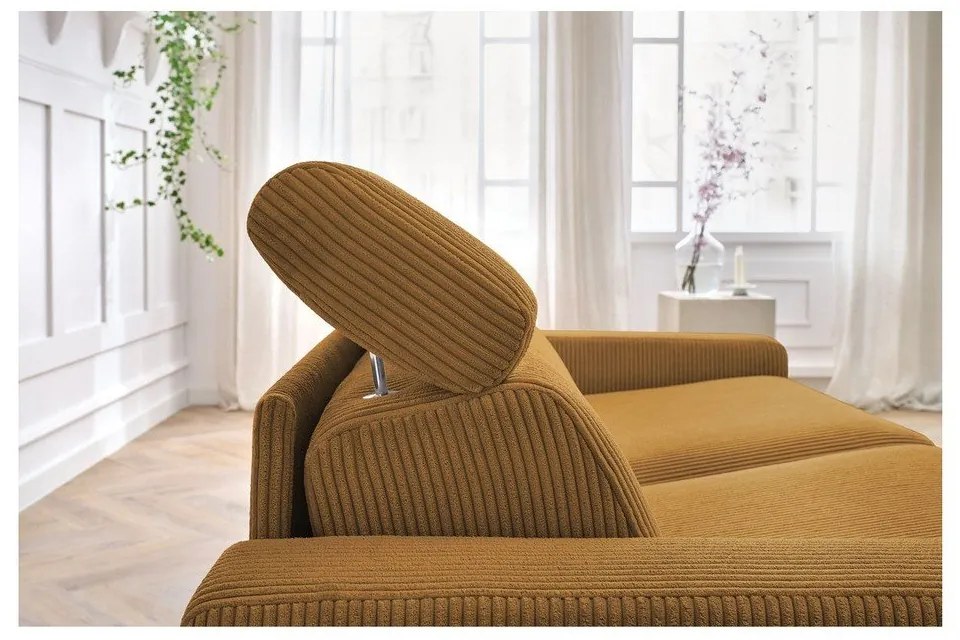 Menčestrová rozkladacia pohovka v horčicovej farbe 195 cm Monaco – Bobochic Paris