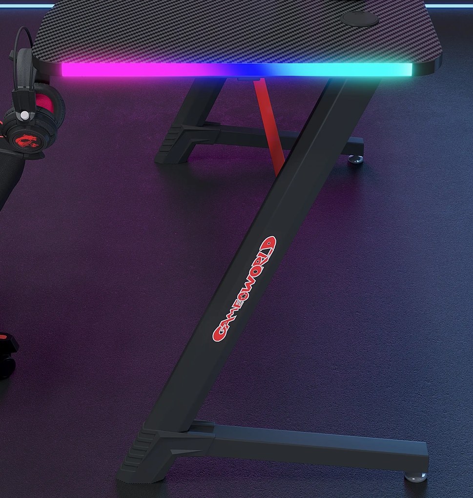 Herný stôl BG01 čierno-červený 140 cm