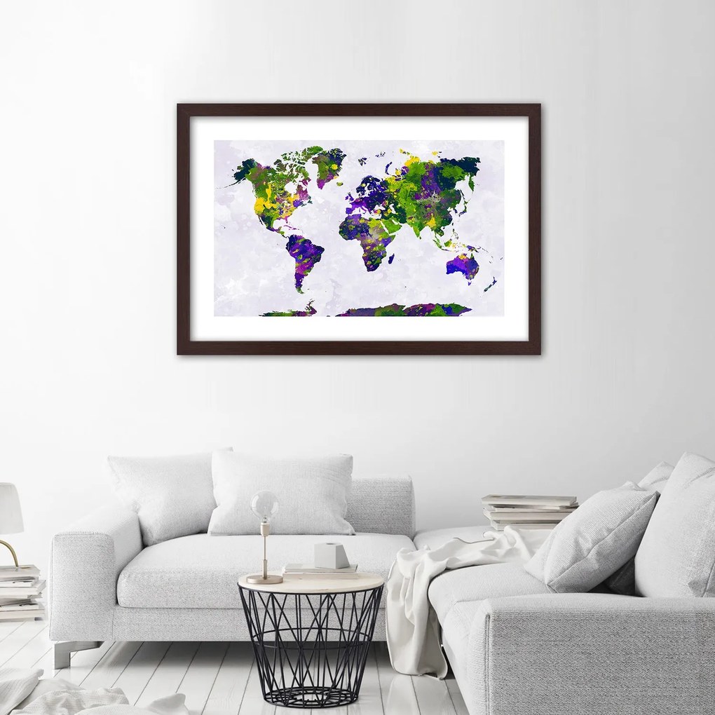 Gario Plagát Maľovaná mapa sveta Farba rámu: Bez rámu, Rozmery: 60 x 40 cm