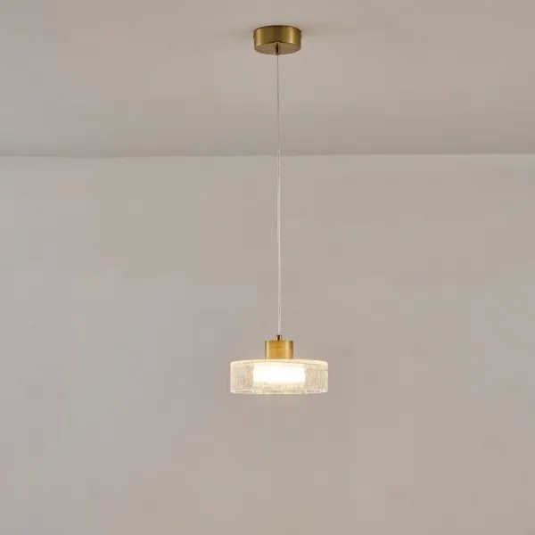 LED Luster na lanku LED/8W/230V 3000K zlatá/číra pr. 20 cm