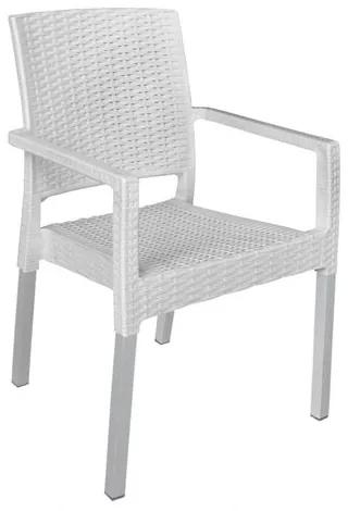 Záhradná stohovateľná stolička Ratan Lux, biela