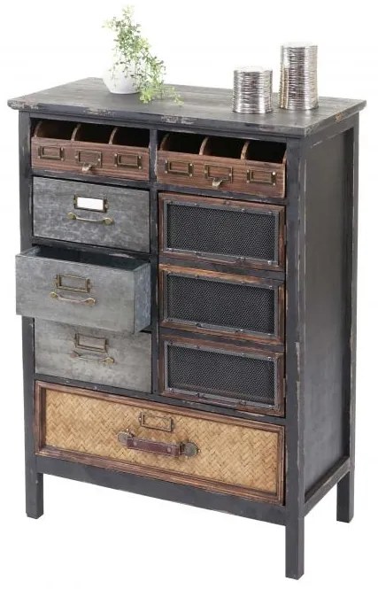 Komoda F34 Vintage Shabby-Look - drevo / kov, 90 x 65 x 32 cm