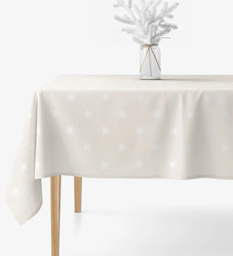 Goldea vianočný hranatý obrus natura – snehové vločky na režnej 80 x 80 cm