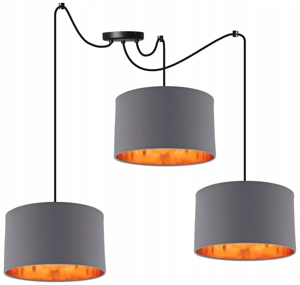 Závesné svietidlo Shade Spider, 3x textilné tienidlo (mix 6 farieb), (výber z 2 farieb konštrukcie), g