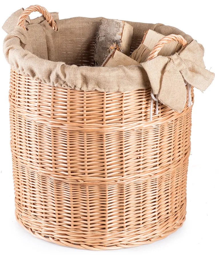 Kôš na drevo prútený s jutou Madera V.priemer 50 x výška 50 (cm)