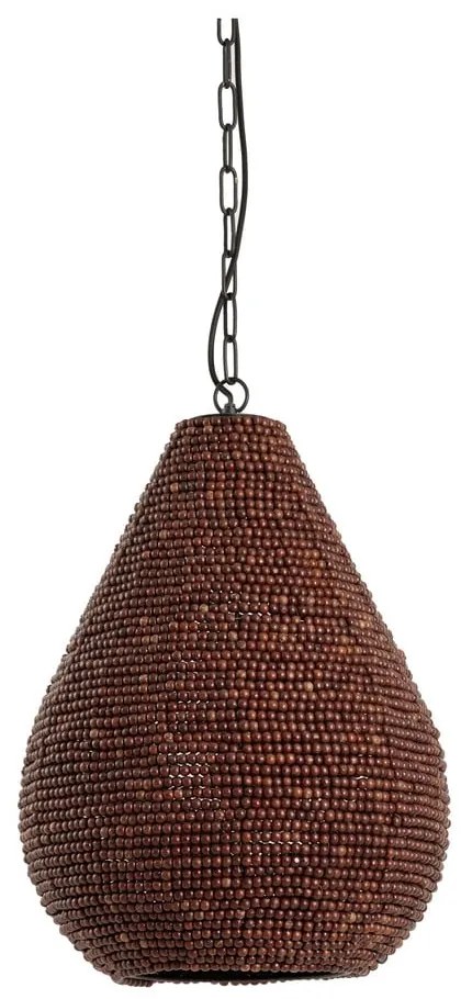 Hnedé závesné svietidlo s dreveným tienidlom ø 40 cm Kabinda – Light &amp; Living