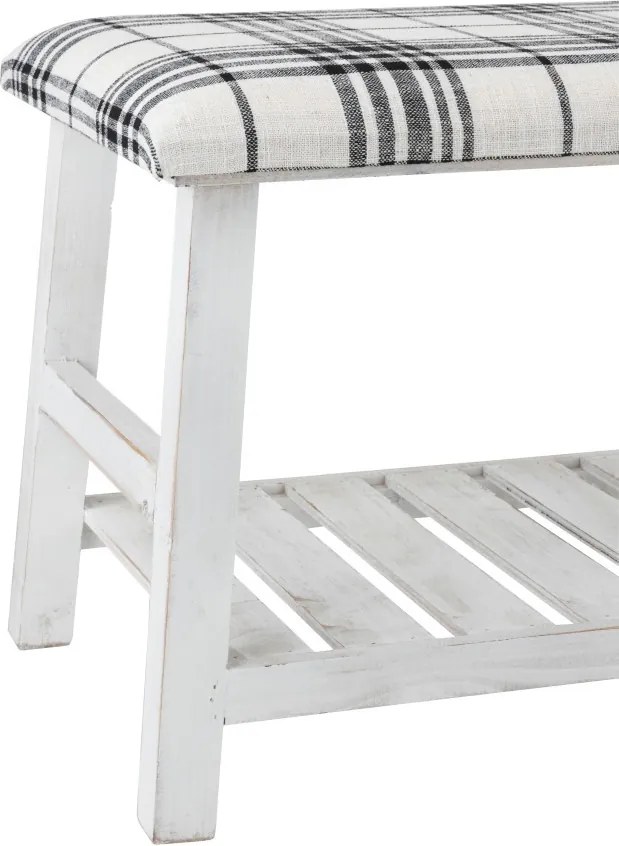 Biela drevená lavica s textilným sedákom Matte - 80 * 40 * 44cm