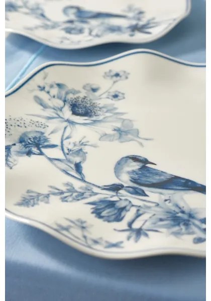 Jedálna súprava 24 ks biela/modrá/porcelán