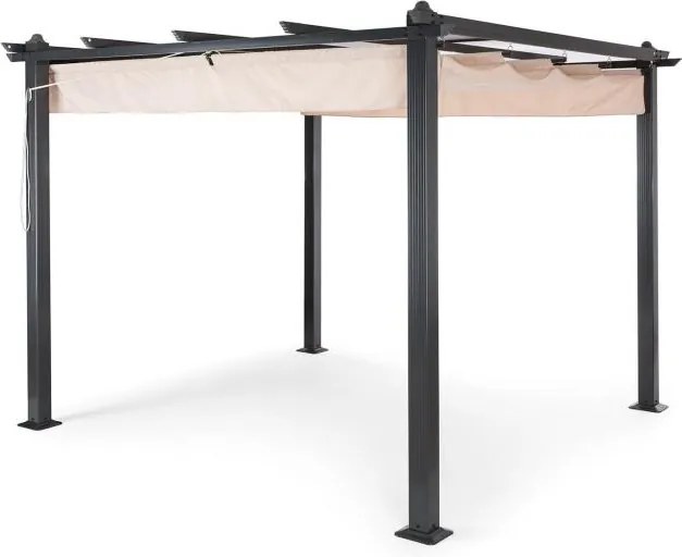 Blumfeldt Pantheon, pergola, prístrešok, 3 x 3 m, hliník, strieška proti slnku, polyester, béžová