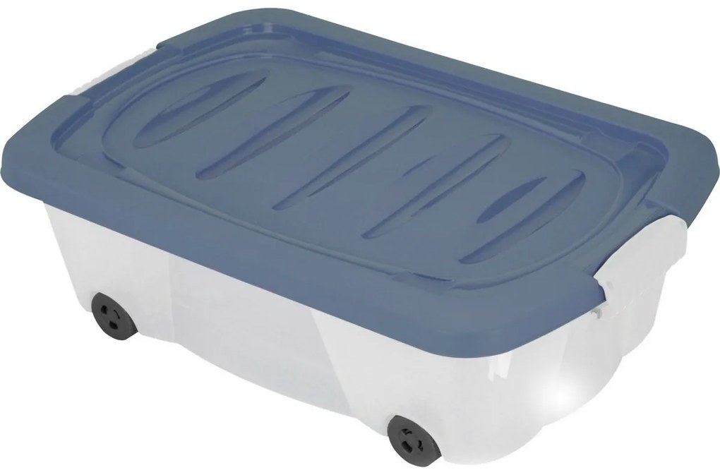 Úložný box pod posteľ s kolieskami 60 x 38 x 17,5 cm, modrá