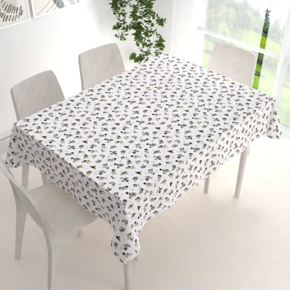 Biante Bavlnený obdĺžnikový obrus Sandra SA-345 Sivé ružičky na bielom 130x160 cm