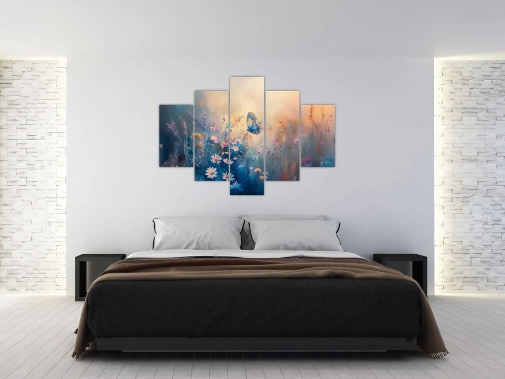 Obraz - Lúka s motýľom (150x105 cm)