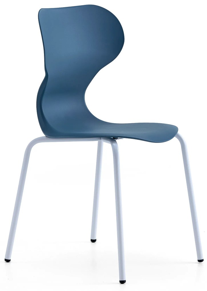 Stolička BRIAN, 4 nohy, biela/modrá
