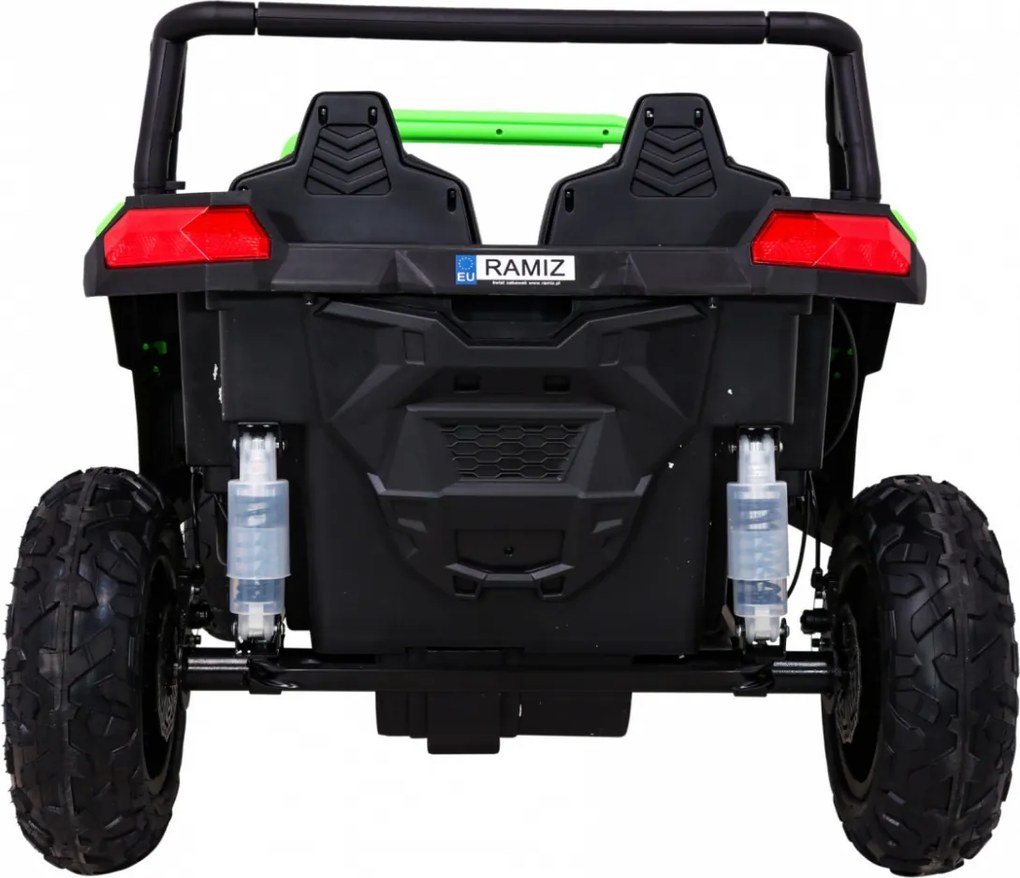Ramiz Silná pretekárska štvorkolka pre 2 deti Zelená + Bezkartáčový motor + Nafukovacie kolesá + LED zvuk