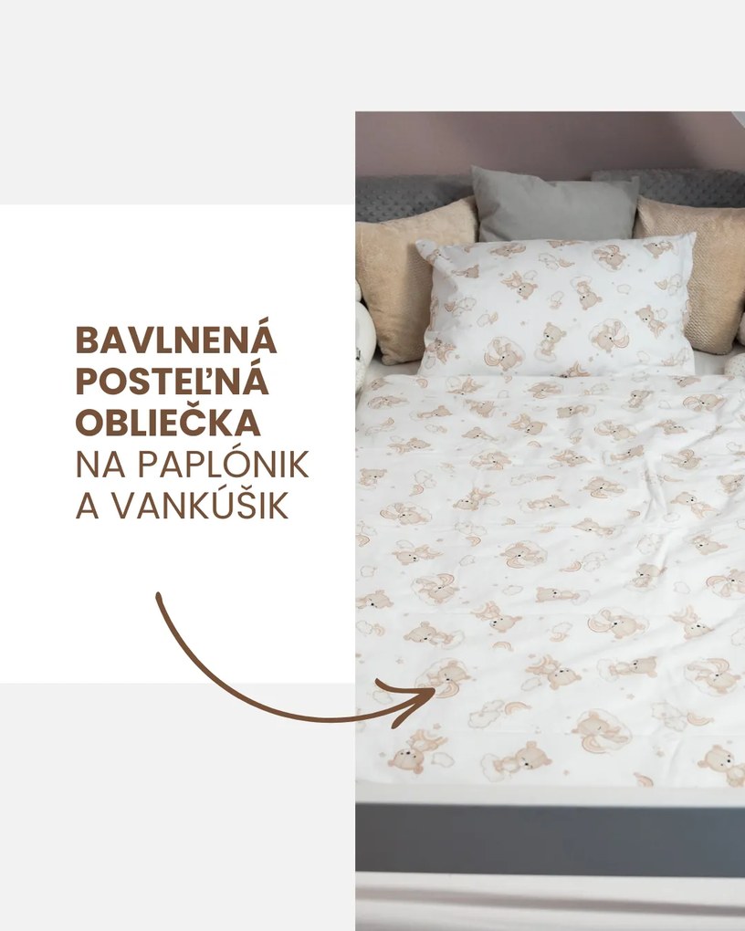 INTERMEDIC SK 5-dielna súprava pre bábätko Teddy/minky krémová – jemná súprava do postieľky