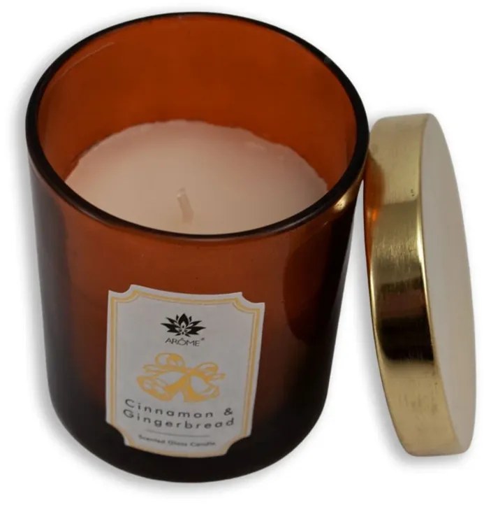Arome Sviečka vo farebnom skle s viečkom, Cinnamon & Gingerbread, 125 g