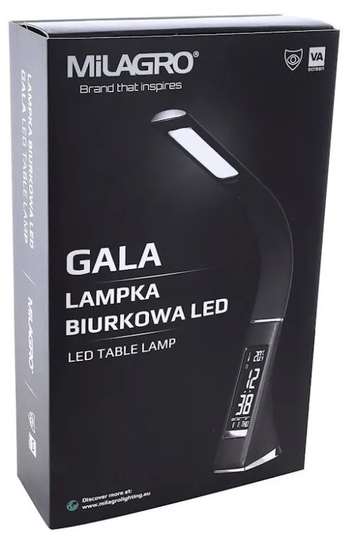 Stolná LED lampa GALA 6W biela s displejom IP20 Plast Milagro