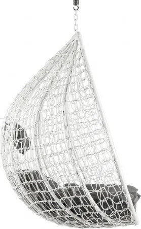 Biele závesné kreslo KOKON bez stojanu, sivý vankúš