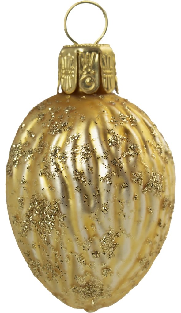 Bella Rose Sklenená vianočná ozdoba Orech Zlatá Mat