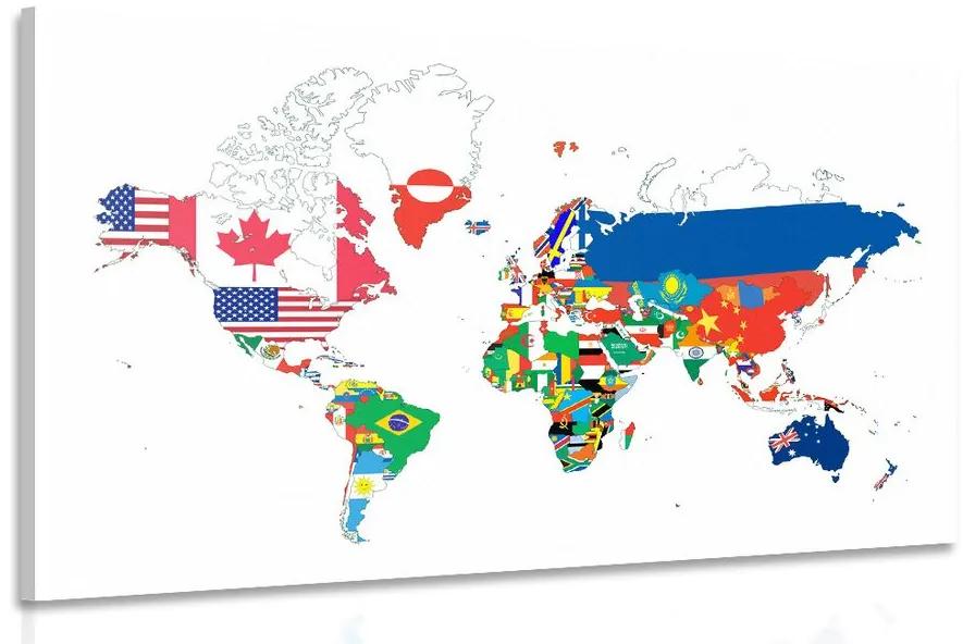 Obraz mapa sveta s vlajkami s bielym pozadím Varianta: 90x60