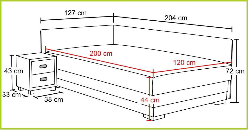 Nabytekmorava Čalúnená posteľ Robin 120x200 cm farba čalúnenia: škoricová