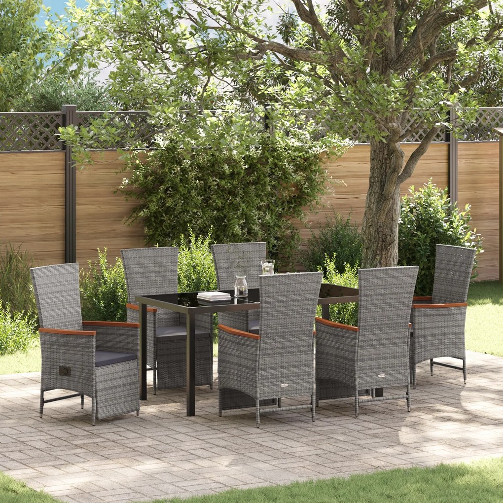 vidaXL 7-dielna súprava záhradného jedálenského nábytku s vankúšmi šedá pol