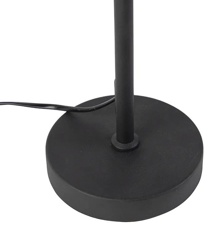 Stolová lampa čierna s plyšovým tienidlom s dizajnom listov a zlatým vnútorným priestorom - Parte