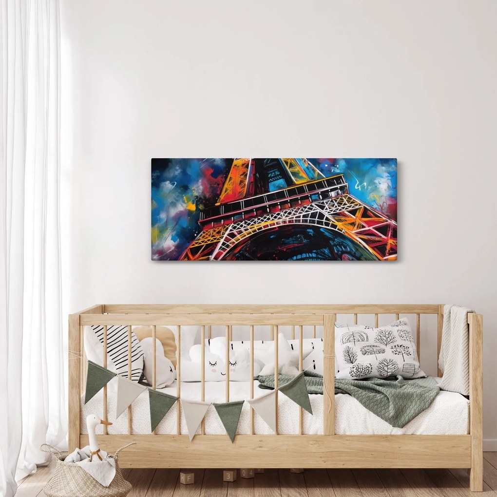 Obraz - Maľba Eiffelovej veže II. (120x50 cm)