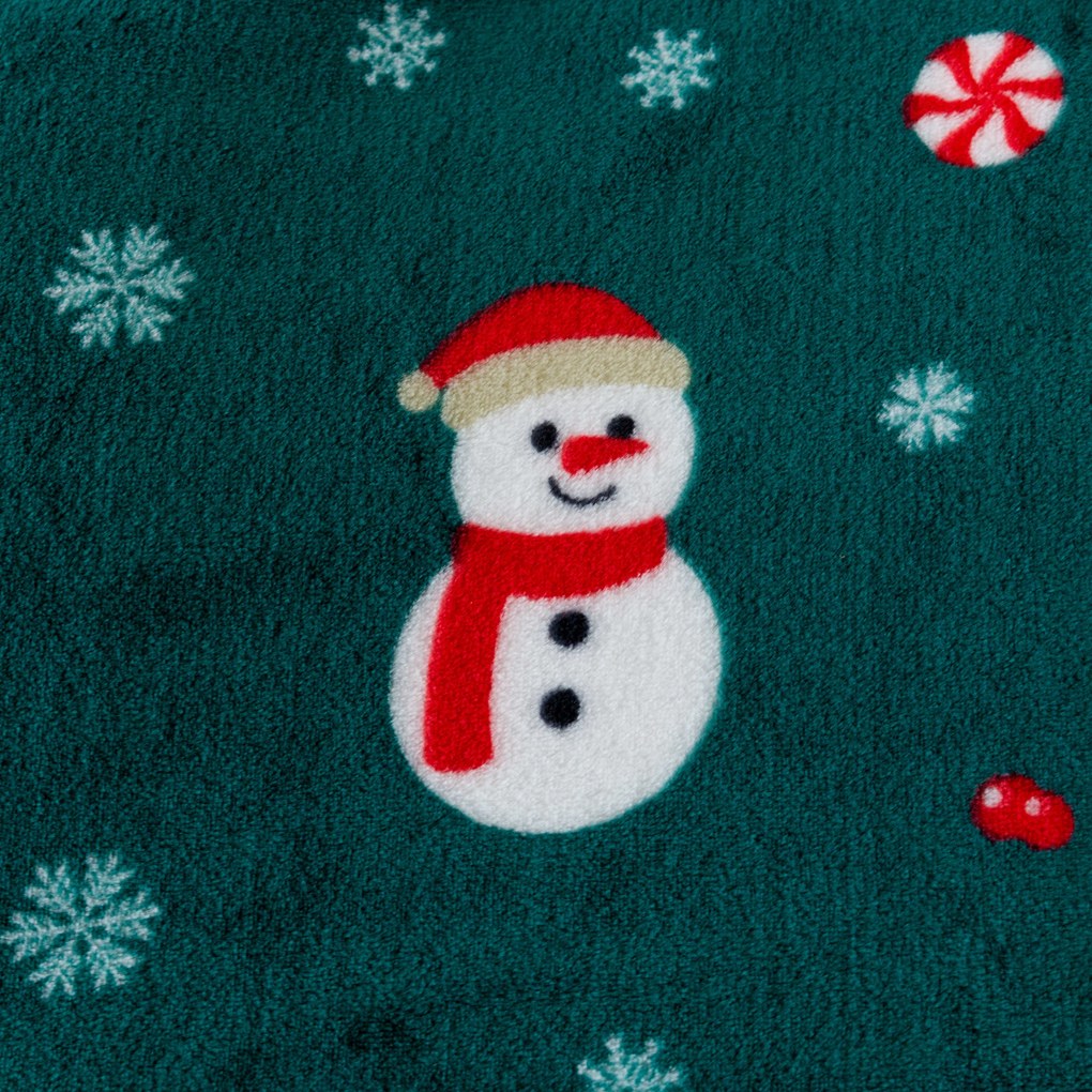 Vianočná mikroplyšová deka SNOWMAN AND GINGERBREAD zelená Rozmer: 150 x 200 cm