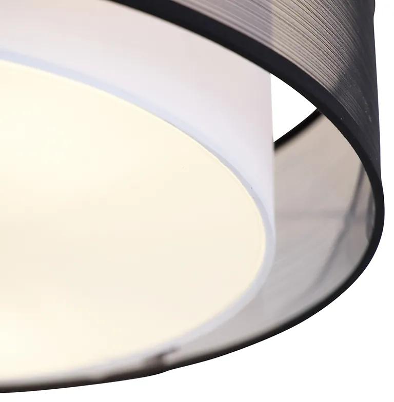 Moderné stropné svietidlo čiernobiele 50 cm 3-svetlo - Drum Duo
