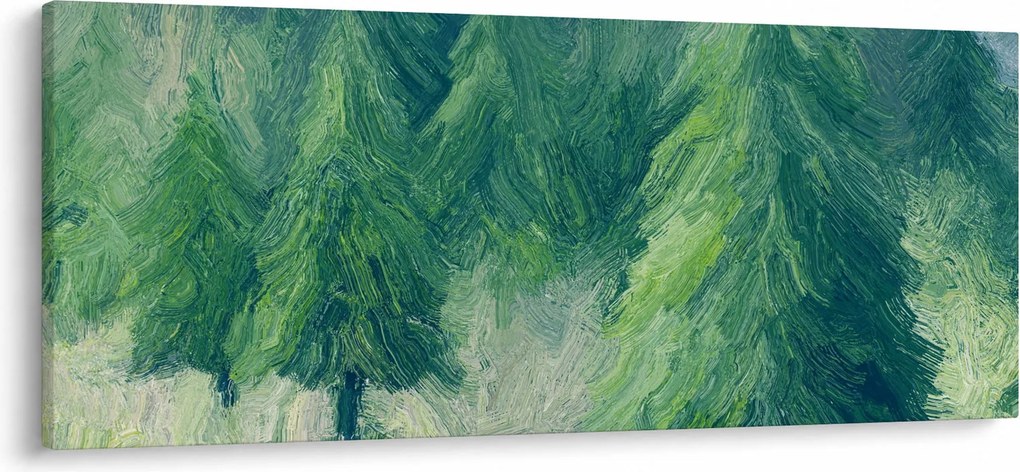 Obraz - Maľované ihličnany (120x50 cm)