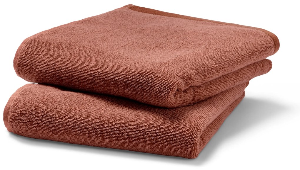 Kvalitné žakárové uteráky, 2 ks, kombinácia ružovej a hrdzavej