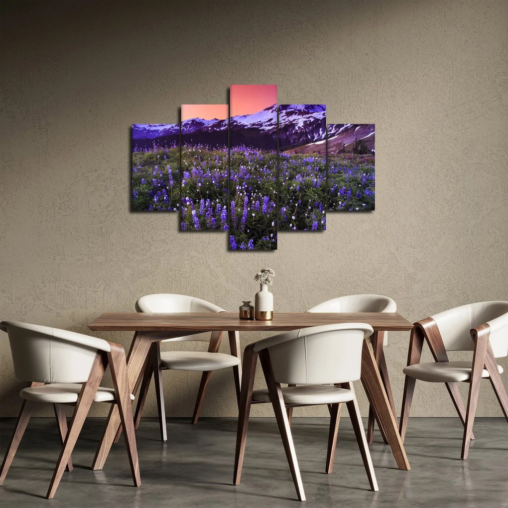 Obraz - Sopka a kvety (150x105 cm)