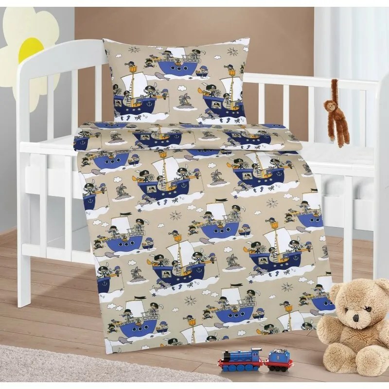 Bellatex Bavlnené obliečky do postieľky AgataSailor blue 90 x 135 cm, 45 x 60 cm