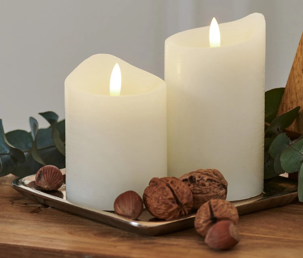 Sviečky z pravého vosku s LED diódami, 2 ks, biele