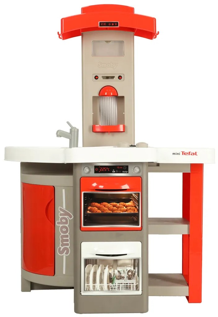 KIK Smoby Minitefal OpenCook elektronická skladacia detská kuchynka 312202, červená, so zvukom