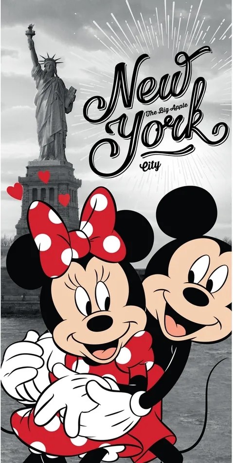 Jerry Fabrics Osuška Mickey and Minnie in New York, 70 x 140 cm