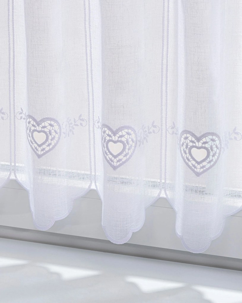 Vitrážková záclonka žakárová Heart výška 40 cm na metre