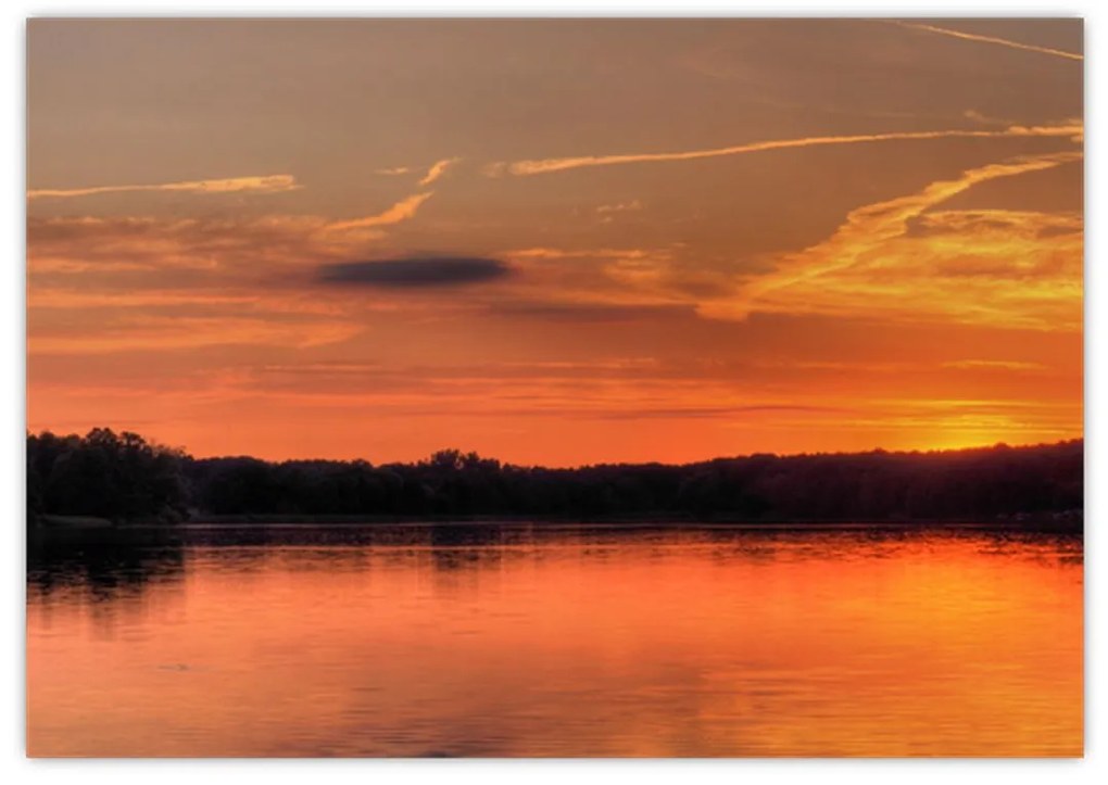 Západ slnka na jazere, obraz