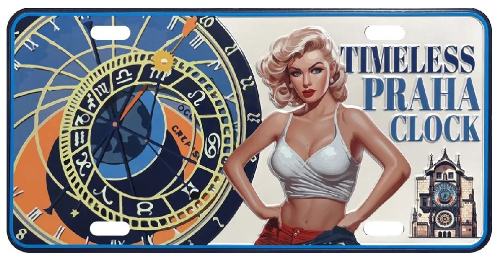 GiftyCity Plechová ceduľa Clock