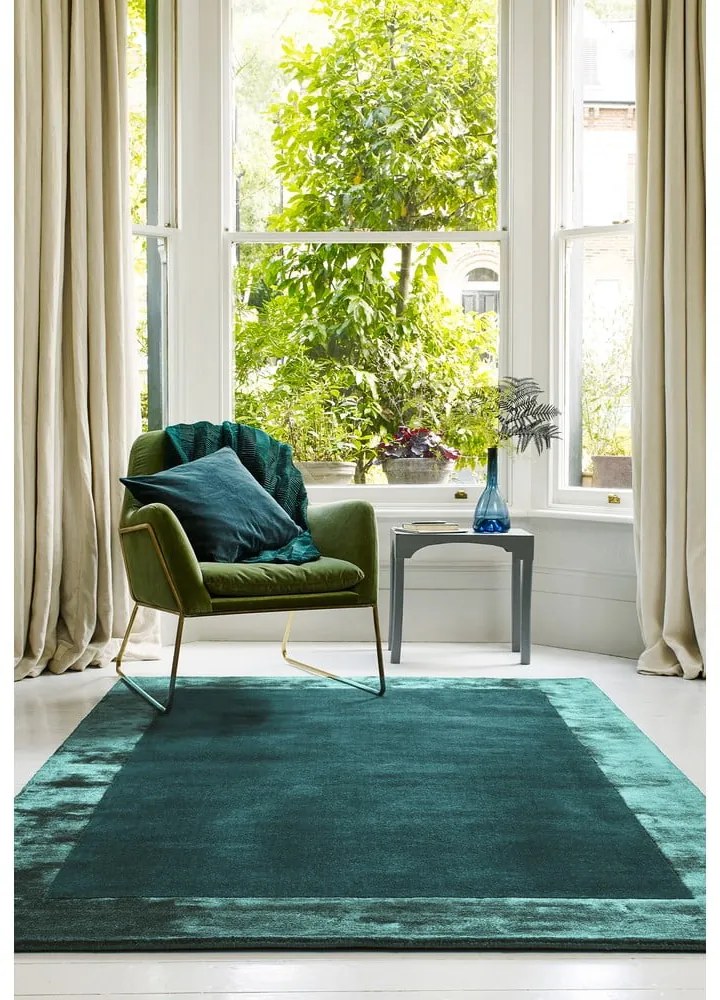 Ručne tkaný koberec s prímesou vlny v petrolejovej farbe 160x230 cm Ascot – Asiatic Carpets