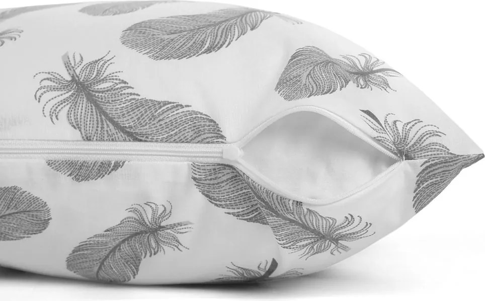 Polášek Bavlnená obliečka na vankúšik - Biele pierka | 40 x 40 cm