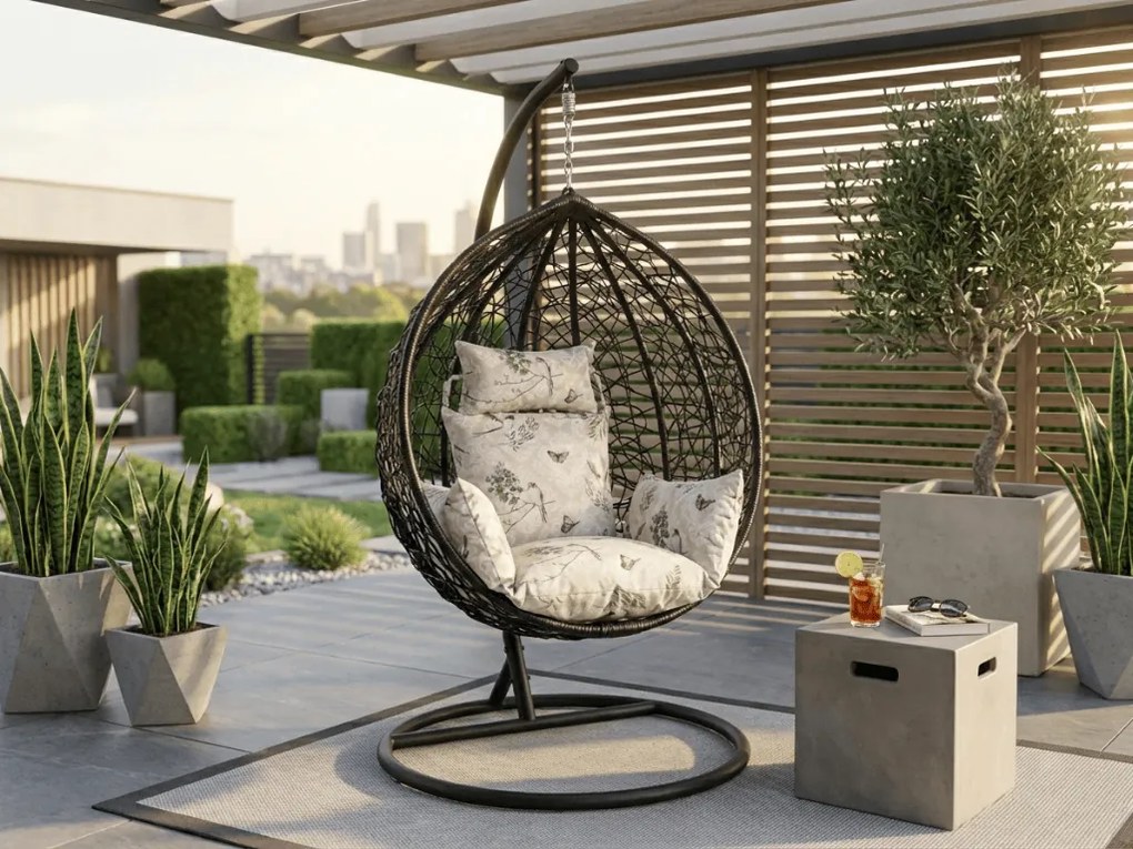 Vankúš do závesného kresla KOKON, béžový so vzorom