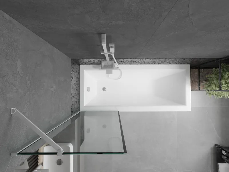 Mexen Next, vaňová zástena 1-krídlová 60 x 150 cm, fixné krídlo, 6 mm číre sklo s čiernym vzorom, chrómový profil, 895-060-000-00-70-01