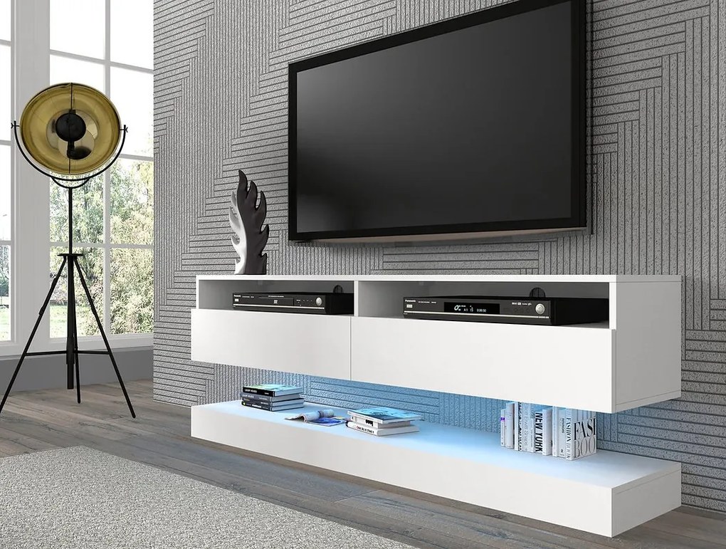 TV stolík/skrinka Dual 160 (biela). Vlastná spoľahlivá doprava až k Vám domov. 1124832