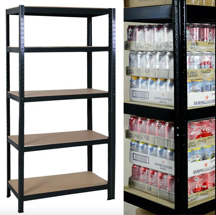 Regál 1800x900x300 mm lakovaný 5-policový, nosnosť 875 kg - ČIERNY