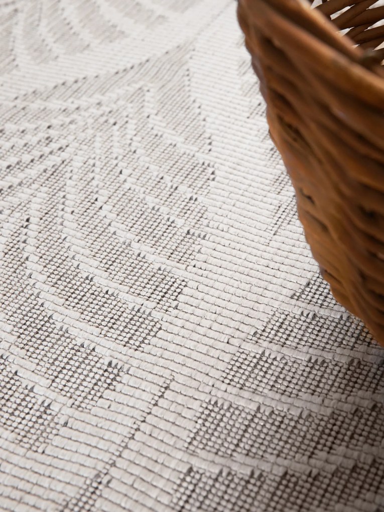 NORTHRUGS, Kusový koberec Duet Liora 106246 White/Gray kruh - na von aj na doma, 160x160 (priemer) kruh, šedá, chodba / predsieň