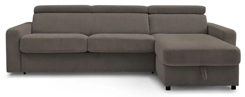 Sivo-hnedá menčestrová rozkladacia rohová pohovka (variabilná) Monaco – Bobochic Paris