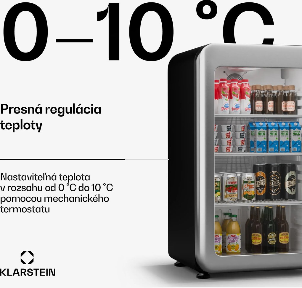Klarstein Audrey Evo chladnička na nápoje, Retro dizajn, sklenené dvere, 93 L, EEK C